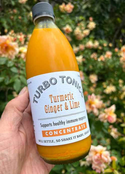 NZ MADE TURBO TONIC CONCENTRATE - FRESH TUMERIC, FRESH GINGER, FRESH NZ LIME JUICE