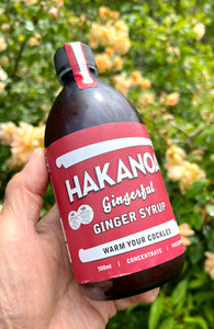 NZ MADE HAKANOA FRESH  "GINGER SYRUP" CONCENTRATE 500ML BOTTLE