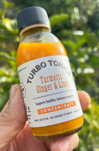 NZ MADE TURBO TONIC CONCENTRATE - FRESH TURMERIC, FRESH GINGER, FRESH NZ LIME JUICE