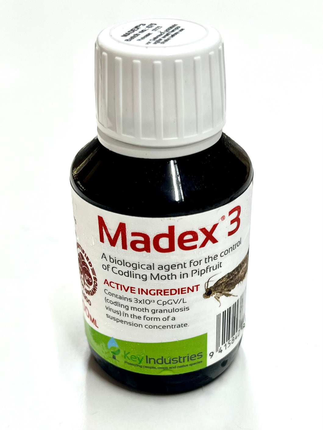 ORGANIC MADEX 3 for control of the Codlin Moth larve in Pipfruit - Apples, Pears, Nashi, etc